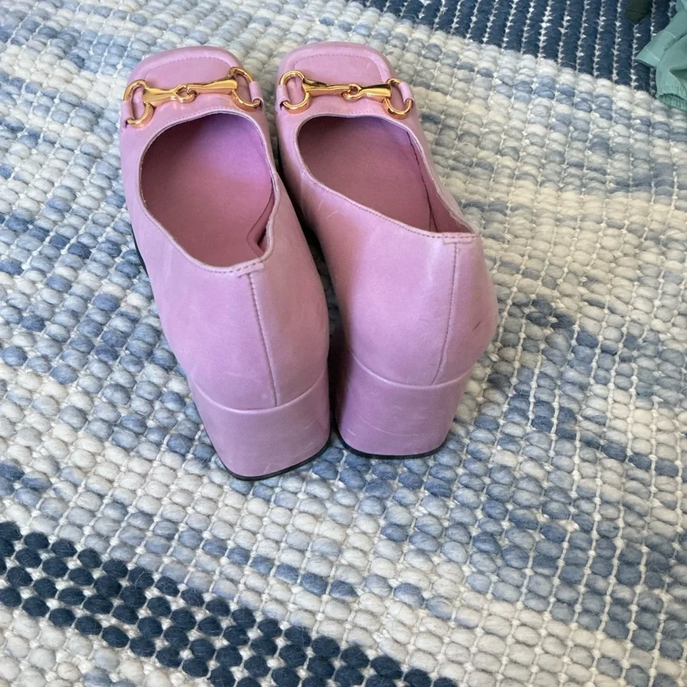 Jeffery Campbell nobility pump Pink Gold Decorative Hardware square toe size 7 - Picture 5 of 6